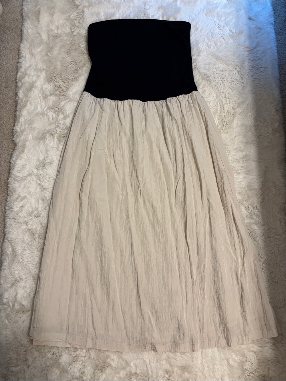 LOFT Versa Black/Cream Strapless Dress